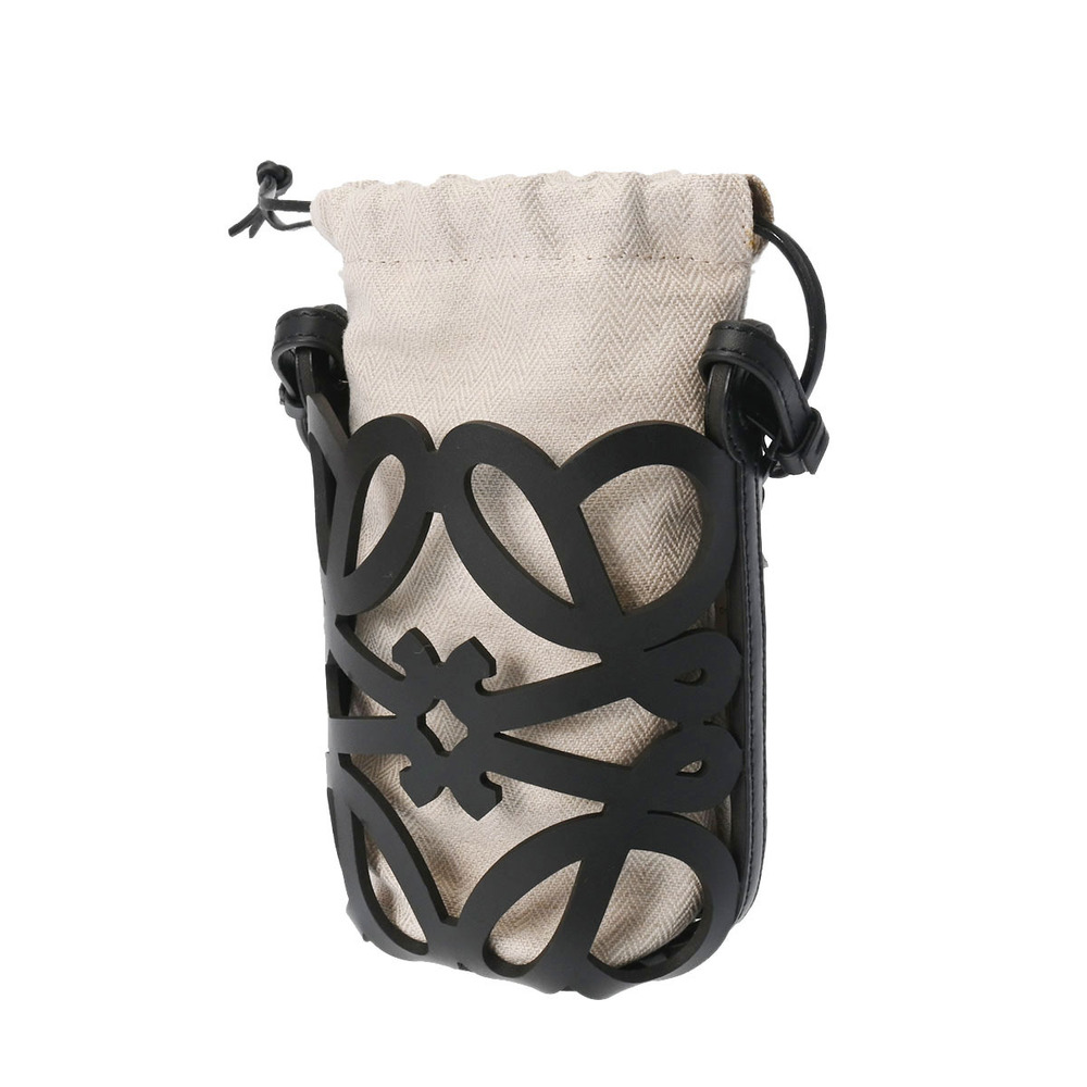 LOEWE Anagram Cutout Black Calfskin Shoulder Bag - Picture 2 of 11